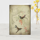 Vintage Hummingbirds カード (黄色い花)