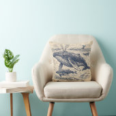 Vintage Humpback Whale Pod Engraving クッション (椅子)