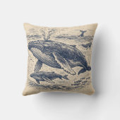Vintage Humpback Whale Pod Engraving クッション (裏面)