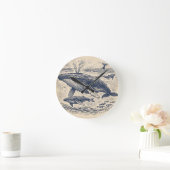 Vintage Humpback Whale Pod Engraving ラウンド壁時計 (ホーム)
