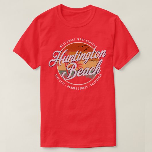 Vintage Huntington Beach Badge Surfing Life O Tシャツ (デザイン正面)