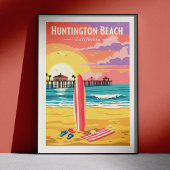 Vintage Huntington Beach California ポスター