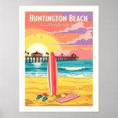 Vintage Huntington Beach California ポスター (正面)