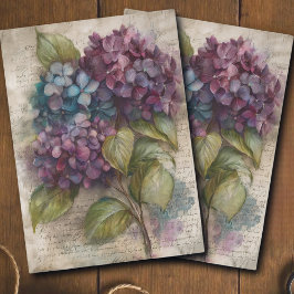Vintage Hydrangea Botanical Floral Decoupage 薄葉紙