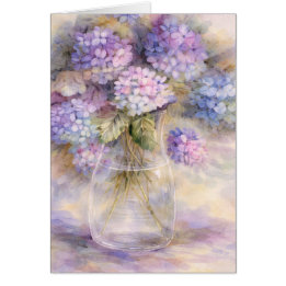 Vintage Hydrangea Bouquet Floral Greeting Card