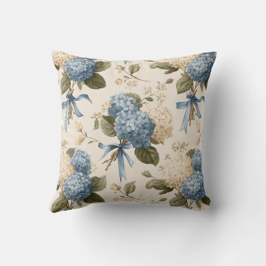 Vintage Hydrangea Bouquet Pattern クッション (裏面)