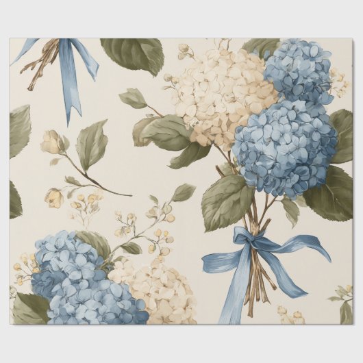Vintage Hydrangea Bouquet Pattern ラッピングペーパー (シーム)