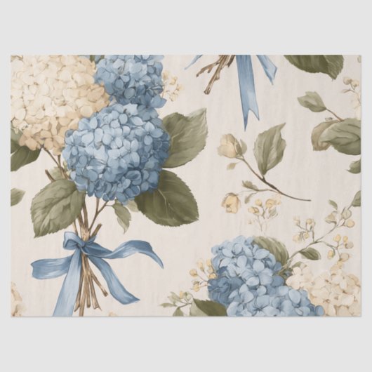 Vintage Hydrangea Bouquet Pattern 薄葉紙 (正面)