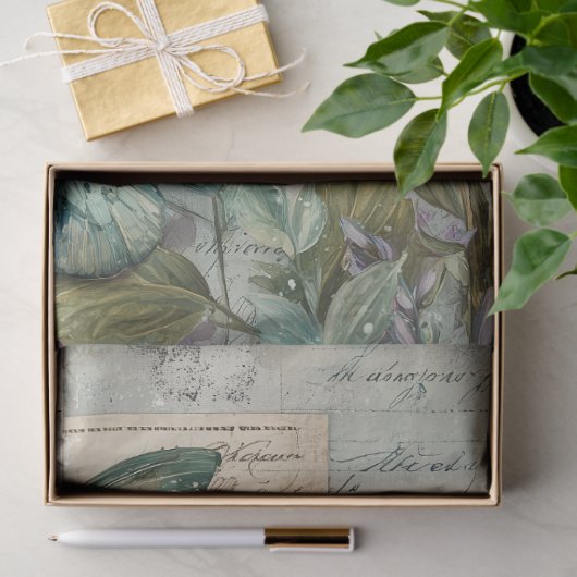 Vintage Hydrangea Butterfly Garden Decoupage 薄葉紙 (ギフト)