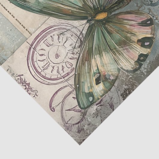 Vintage Hydrangea Butterfly Garden Decoupage 薄葉紙 (詳細)