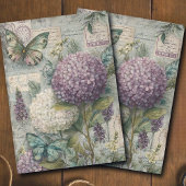 Vintage Hydrangea Butterfly Garden Decoupage 薄葉紙