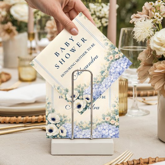 Vintage Hydrangea Floral Frame Baby Shower スタンダードカクテルナプキン