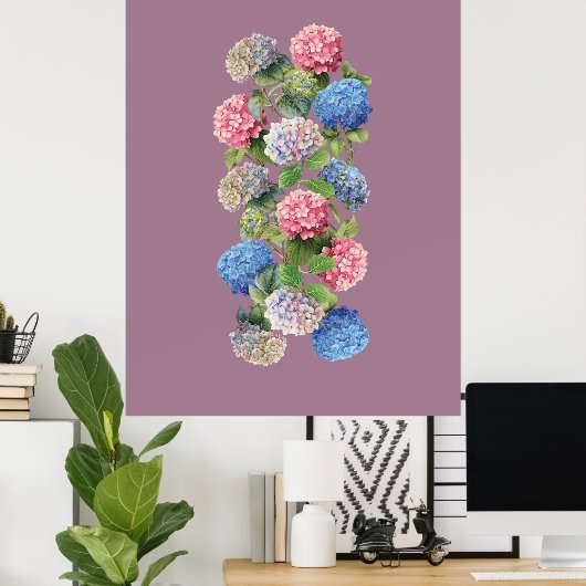 Vintage Hydrangea Poster ポスター (ホームオフィス)