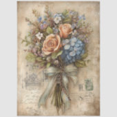 Vintage Hydrangea Rose Bouquet Ephemera Decoupage  薄葉紙 (正面)