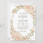 Vintage Hydrangea Rustic Elegant QR Code Wedding 招待状 (正面)