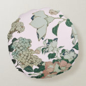 Vintage Hydrangea & Rustic Floral Round Pillow ラウンドクッション (裏面)