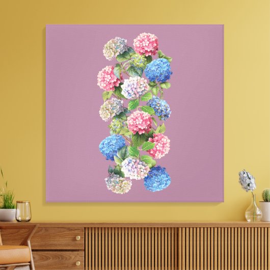 Vintage Hydrangea Stretched Canvas キャンバスプリント (インサイチュ (リビング))