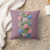 Vintage Hydrangea Throw Pillow クッション (ブランケット)