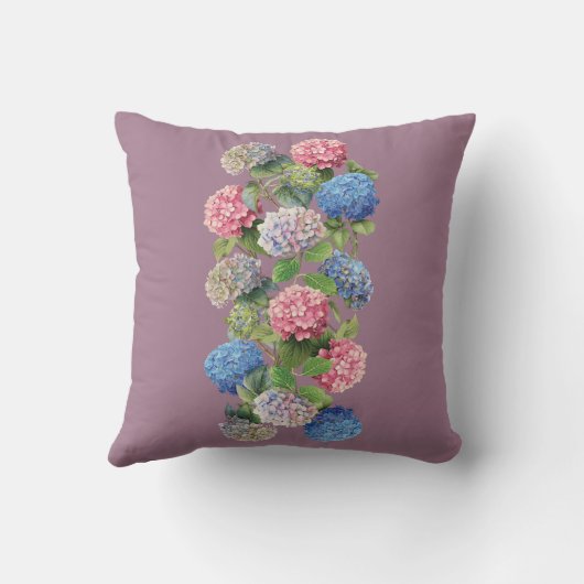 Vintage Hydrangea Throw Pillow クッション (裏面)
