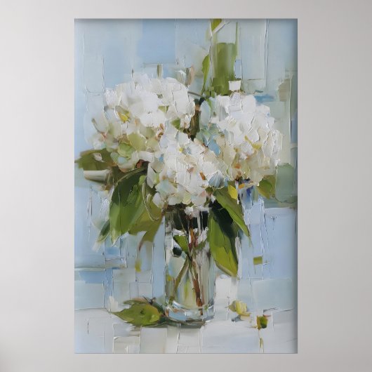 Vintage Hydrangea Vase Wall Art Print, Antique ポスター (正面)