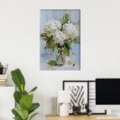 Vintage Hydrangea Vase Wall Art Print, Antique ポスター (ホームオフィス)