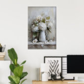 Vintage Hydrangea Wall Art Print, Antique Spring ポスター (ホームオフィス)