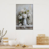 Vintage Hydrangea Wall Art Print, Antique Spring ポスター (キッチン)