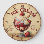 Vintage Ice Cream ラージ壁時計 (正面)