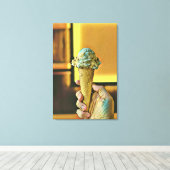 Vintage ice cream cone キャンバスプリント (インサイチュ (ウッドフロア))