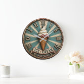 Vintage Ice Cream Farmhouse Kitchen ラージ壁時計 (ホーム)