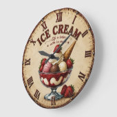Vintage Ice Cream Sundae ラージ壁時計 (傾斜)