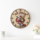 Vintage Ice Cream Sundae ラージ壁時計 (ホーム)