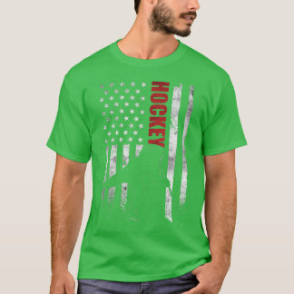 Vintage Ice Hockey American Flag Ice Hockey Player Tシャツ