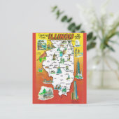 Vintage Illinois Prairie State Map ポストカード (スタンド正面)