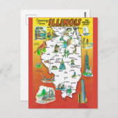 Vintage Illinois Prairie State Map ポストカード (正面/裏面)