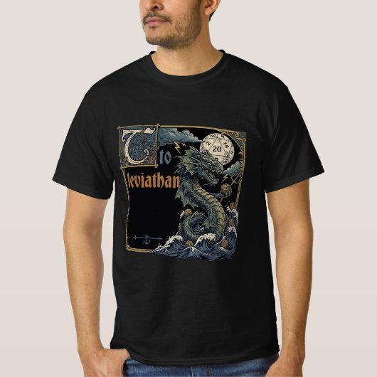 Vintage Illuminated Manuscript Leviathan DND Tシャツ (正面)