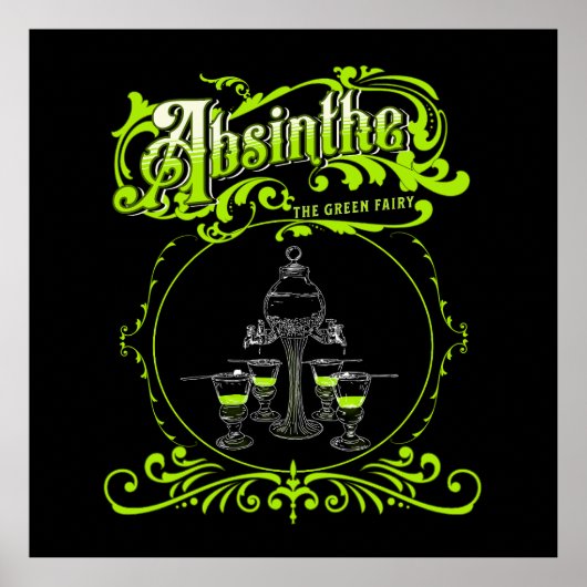 Vintage Illustrated Absinthe Set ポスター (正面)