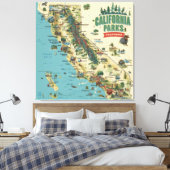 Vintage Illustrated California Parks Map Art キャンバスプリント (インサイチュ (寝室))
