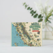 Vintage Illustrated California Parks Map Art シーズンポストカード (スタンド正面)