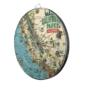 Vintage Illustrated California Parks Map Art ダーツボード (正面右)