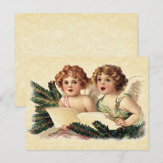 Vintage Illustration Cherubs Singing ポストカード (正面/裏面)