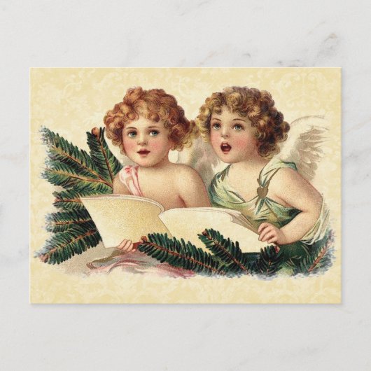 Vintage Illustration Cherubs Singing ポストカード (正面)