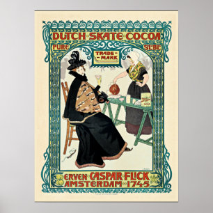 Vintage illustration, Dutch Skate Cocoa, 1897 ポスター