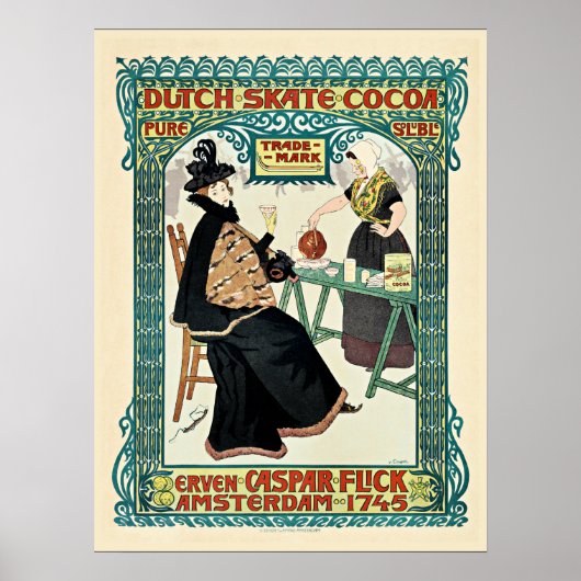 Vintage illustration, Dutch Skate Cocoa, 1897 ポスター (正面)