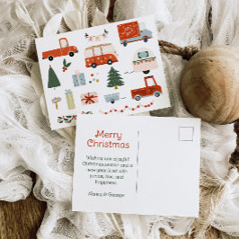 Vintage Illustration Merry Christmas Holiday ポストカード