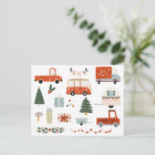 Vintage Illustration Merry Christmas Holiday ポストカード (スタンド正面)