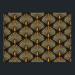 vintage illustration of golden peacock in black ba ポスター<br><div class="desc">vintage illustration of golden peacock in black background seamless pattern in art deco style</div>