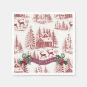 Vintage Illustration Reindeer and Houses Christmas スタンダードカクテルナプキン (正面)