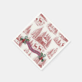 Vintage Illustration Reindeer and Houses Christmas スタンダードカクテルナプキン (角)