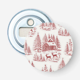 Vintage Illustration Reindeer and Houses Christmas 栓抜き